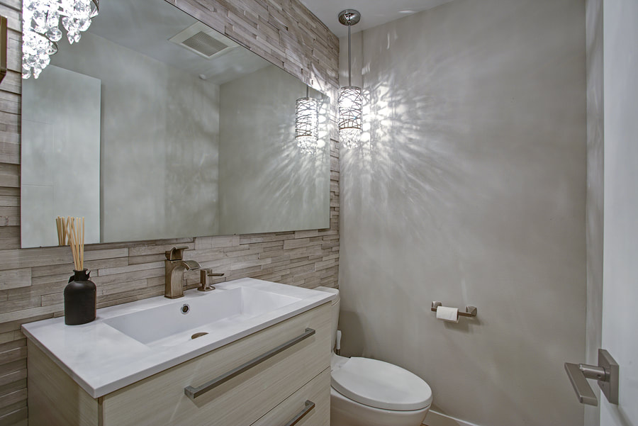 bathroom with white lighting